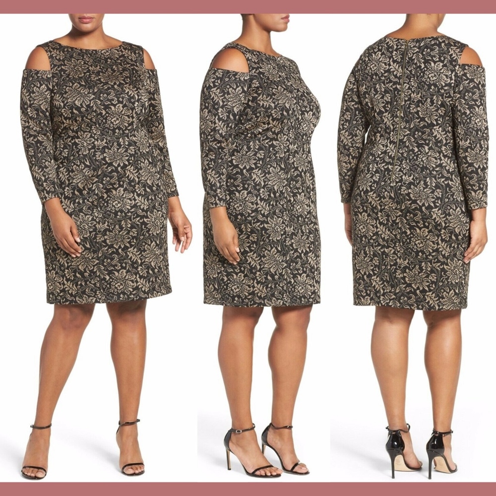 NEW! Eliza J Metallic Knit‎ Cold Shoulder Sheath Dress [PLUS SIZE 18W ]